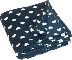 Playshoes 301714 Couverture polaire pour bébé Motif cœurs Bleu - 75 x 100 cm