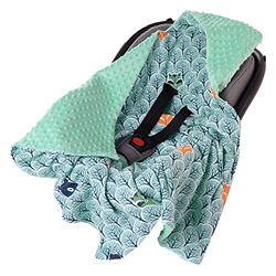 Inbaker Deken 100% katoen 85x85cm met capuchon knuffeldeken voor kinderwagen babyzitje universele dubbelzijdig babydeken buggy autostoel