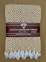 Cotton Diamond throw, settee cover in vele maten en kleuren. (127x152 cm, mosterd)