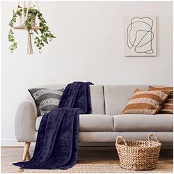 GC GAVENO CAVAILIA Gaveno Cavailia Faux Fur Throw Sofa Bed Mink Blanket, Super Soft Fluffy Easy Care Lightweight Luxury Design, Cosy Warm Settee FleeceThrows [Double (150x200 Cm), Blue], Fleece