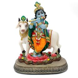alikiki Statue du Dieu Hindou Krishna – 14,5 cm de Hauteur – Idole de l'Inde Krishna – Sculpture Cadeau pour Amis Indiens, Famille, Homme, Femme, Pooja Murti, Article d'autel, méditation, Yoga,