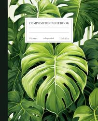 Composition Notebook College Ruled: Monstera Plants Vintage Botanical Illustration Tropical Plant Aesthetic Journal Wide Lined for School, College, Office, Work