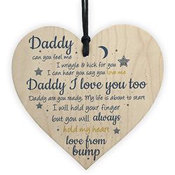 RED OCEAN Handmade Wooden Heart From Bump Gifts For Men Dad Daddy To Be Birthday Father Baby Son Daughter