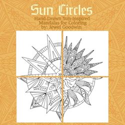 Sun Circles Hand-Drawn Sun-Inspired Mandalas for Coloring