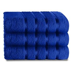 GC GAVENO CAVAILIA Juego de 2 toallas de baño, toallas de baño grandes, suaves y superabsorbentes, juego de toallas de algodón hilado en anillos de 500 g/m², azul real