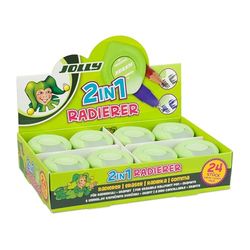 JOLLY 2-in-1 gum, voor grafietpotloden en gumkuli, dubbelzijdig, zonder resten te gummen, ideaal voor school, schrijven, tekenen, praktische combi-oplossing