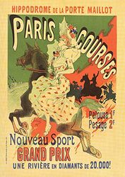 Lumartos, Vintage Poster Hippodrome De La Porte Maillot Paris Courses, Print only, A3