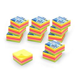 WAYTEX 3000 zelfklevende notities in neonkleuren, 12 miniblokken, 250 vellen, 5 x 5 cm, 3000 stuks