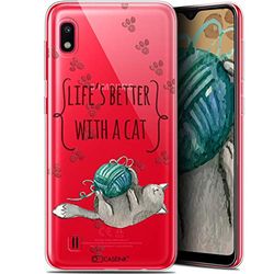 Caseink fodral för Samsung Galaxy A10 (6.2) [gel HD kollektion citat design"Life's Better with a Cat - mjuk - ultratunn - tryckt i Frankrike]