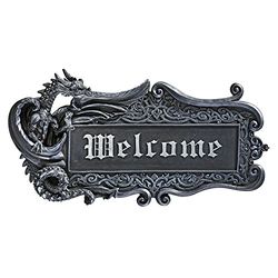 Design Toscano CL5233 Plaque de Bienvenue Murale en Forme de Dragon Gris 5 x 37 x 18 cm