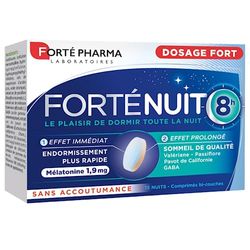 Forté Pharma - FortéNuit 8h - Complément Alimentaire à base de Mélatonine et Plantes - Sommeil de Qualité - 15 comprimés Bi-couches