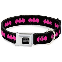 Buckle-Down Collare per Cani con Fibbia per Cintura di Sicurezza, Poliestere, Multicolore, Batman Segnale Nero Fucsia, 1.5" Wide - Fits 18-32" Neck - Large