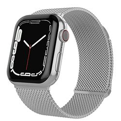 Compatibel voor Apple Watch Band 42mm/44mm van TalkWorks - Comfort Fit Mesh Loop RVS Verstelbare Magnetische Band voor iWatch Serie 4, 3, 2, 1 - Zilver