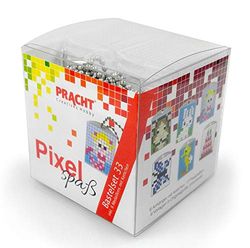 Pracht Creatives Hobby Pixel P90071-63501 Kit de bricolage amusant 33 pour enfants, système d'assemblage simple avec des petites pierres en bioplastique pour créer 6 porte-clés (médaillons)