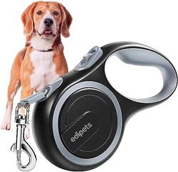 Edipets, Laisse Chien, Enrouleur, Rétractable, 5 et 8 Mètres, Laisse Flexible pour Le Dressage et la Promenade (Gris, 5 mètres