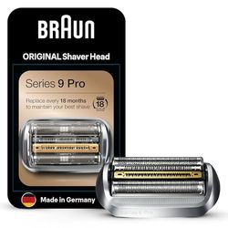 Braun Series 9 Rasoio Elettrico Barba Testina di Ricambio Originale, Parte di Ricambio Compatibile con il Rasoio da Uomo Series 9 Pro, 94M, Argento