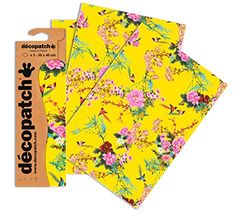 Decopatch C750O - 1 busta da 3 fogli di carta stampata 30x40 cm, Asiatico giallo