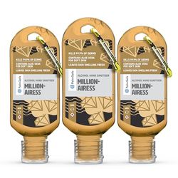 Palm Safe Millionairess 3 Pack 60ml Anti Bacterial Premium Hand Sanitiser Travel Size Refillable Clip Bottle Quick Drying Non Sticky Extra Moisturising Kills 99.9% of Viruses and Bacteria