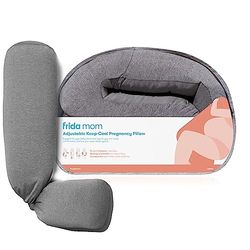 Frida Mom justerbar håll sval graviditetskudde, U, C, L och I-formad helkropp moderskapskudde för bekväm sömn, stöd för mage, höfter + ben, kylning för gravida kvinnor, grå