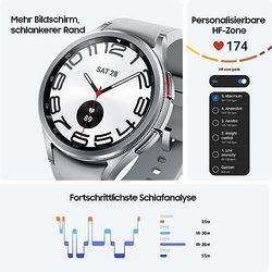 Samsung Galaxy Watch6 Classic Smartwatch, gezondheidsfuncties, fitnesstracker, snel oplaadbare batterij, Bluetooth, 47 mm, zilver, incl. 36 maanden fabrieksgarantie [exclusief bij Amazon]