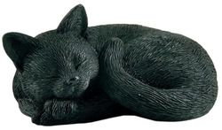 JFSM INC. Mini Figura de Gato Negro durmiendo de 7,6 cm Pintada a Mano