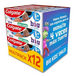 Colgate Dentifricio per bambini, confezione da 12 pezzi x 50 ml, dentrifico con fluoro e protezione anticaries, riduce la placca, cambia colore a spazzolare, sviluppato per bambini dai 6 ai 9 anni,