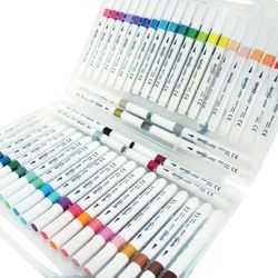 Spree Rotuladores acrílicos, punta de pincel, 48 colores, caja de polipropileno