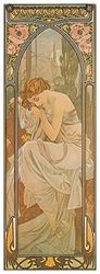 Artopweb EC40076 decoratief paneel, Mucha - Die nacht, hout, meerkleurig, 30 x 1,8 x 90 cm