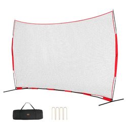 VEVOR Barricade Backstop Net, 4,9 x 3 m Ball Sports Barrier Netting, Draagbare oefenapparatuur met draagtas, beschermingsscherm voor honkbal softbal lacrosse voetbal hockeytraining, voor achtertuin