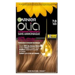 Garnier Coloration Permanente - Sans Ammoniaque - Aux Huiles Naturelles de Fleurs - Blond Foncé (7.0) - Olia