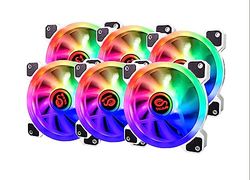 Talius Iris Spectrum ARGB/Cronos ventilator 120 mm sweep-effecten puls spiraal dubbele ring LED-aansluiting 6 Pin (6 Fan WHITE)