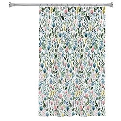 Splash Home Sia Floral Design Polyester Shower Curtain, for Bathroom and Bathtub Curtains, Lightweight Washable Cloth & Water-Resistant, 70W x 72H Inch