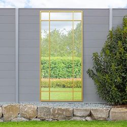 MirrorOutlet The Genestra - Gold Modern Contemporary Leaner and Wall Garden Mirror 71" X 33" (180CM X 85CM) Silver Mirror Glass with Black Metal Frame. Landscape or Portrait.…