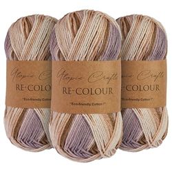 Utopia Crafts Re-Colour Ombre Knitting & Crochet Yarn 3X 100g (Natural Harmony)