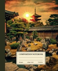 Composition Notebook College Ruled: Tranquil Rock Garden: Vintage Japanese Garden Design for Peace Seekers and Nature Lovers