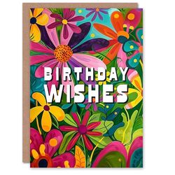 Artery8 Flower Power Daisies Colourful Floral Folk Art For Her Woman Birthday Card
