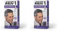 Just For Men Touch of Grey, Tinta Capelli Uomo, Colore Nero, Trattamento Colorante Graduale per Capelli Grigi, per un Look Brizzolato Naturale, Con Pettine Applicatore - T55 (Confezione da 2)