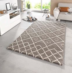 Mint Rugs 102579_160x230 Design Deep-Pile Tapis en Fibres synthétiques Taupe/crème 230 x 160 x 2 cm