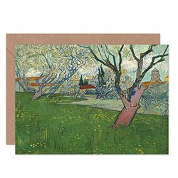 Artery8 Vincent Van Gogh Orchards Blossom View of Arles Fine Art Greeting Card Plus Envelope Blank Inside