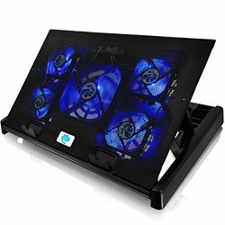 AABCOOLING NC81 - Laptop Cooling Tray with 5 Fans and Blue Backlight, Laptop Fan Cooler, Laptop Lap Fan, Gaming Laptop Cooling, Laptop Knee Stand