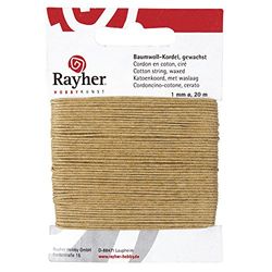 Rayher 5169131 bomullshänge, vaxad, 1 mm, SB-kort 20 m, natur