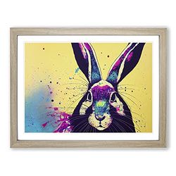 Hare Splash Vol.6 Abstract H1022 Framed Print for Living Room Bedroom Home Office Décor, Wall Art Picture Ready to Hang, Oak A2 Frame (64 x 46 cm)