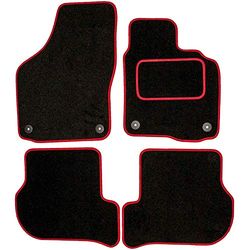 Sakura DD0471RD Tailored Car Mats Black Carpet, Red Trim, Carpet Heelpad