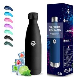 Grsta Botella Agua Acero Inoxidable, Botella Termica 500ml, A Prueba de Fugas, Botella sin Bpa, Mantiene 24H Frio/12H Calor, Botella de Agua Deportiva, para la Escuela, Oficina, Cámping, Cafetería