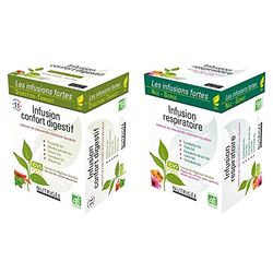 Infusion confort digestif • Digestion • Transit • Menthe poivrée • Fenouil • 30 sachets & Infusion Respiratoire • Concentrés Végétaux Solubles • Issu de l’agriculture biologique 30 sachets