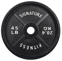 Signatur Fitness Djup Skål 2-tums Olympiska Gjutjärn Viktplattor med E-beläggning Svart