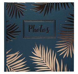 Exacompta - ref. 16307E - 1 Spiraalgebonden fotoalbum PALMA - 60 foto's - 30 zwarte pagina's - Formaat 25x25 cm - omslag in blauw gekleurd papier met glanseffect en palmbladmotief