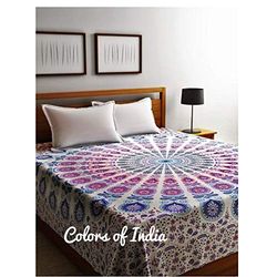 Cotton bedsheets, Bedroom sheets, Mandala sheet, With 2 white pillow covers, FREE SHIPPING