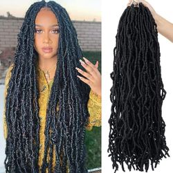 Youngther Capelli sintetici, 61 cm, 7 confezioni, morbidi all'uncinetto, stile farfalla naturale, dea pretagliata, capelli crocher per donne nere, estensioni sintetiche