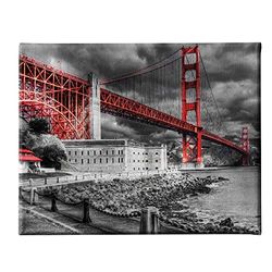 Homemania Tafelbrug stad en landschappen voor woonkamer, slaapkamer, meerkleurig, 45 x 3 x 70 cm, HM20KNV45 x 70 – 5, polyester, hout